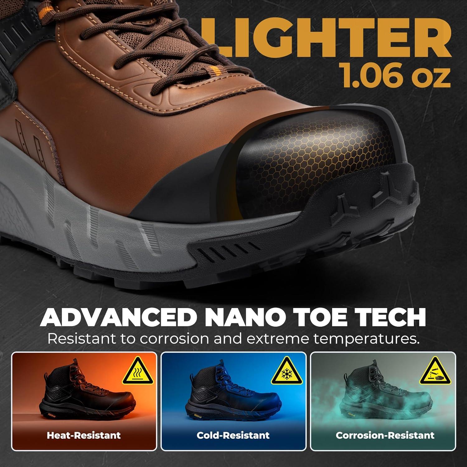 imageNORTIV 8 Composite Toe Boots for Men Waterproof Lightweight NonSlip ASTM F241224 ampamp ASTM F291324 Safety Work Boots for Warehouse ampamp Construction VaporGuardNanoBrown