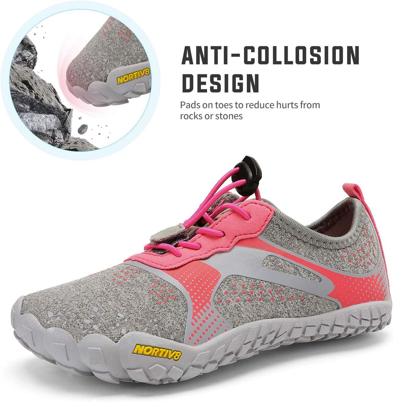 imageNORTIV 8 Kids Water Shoes Lightweight Quick Dry Barefoot Athletic Aqua Sports Shoes for Boys ampamp Girls Outdoor SummerLightGreyWatermelonRed