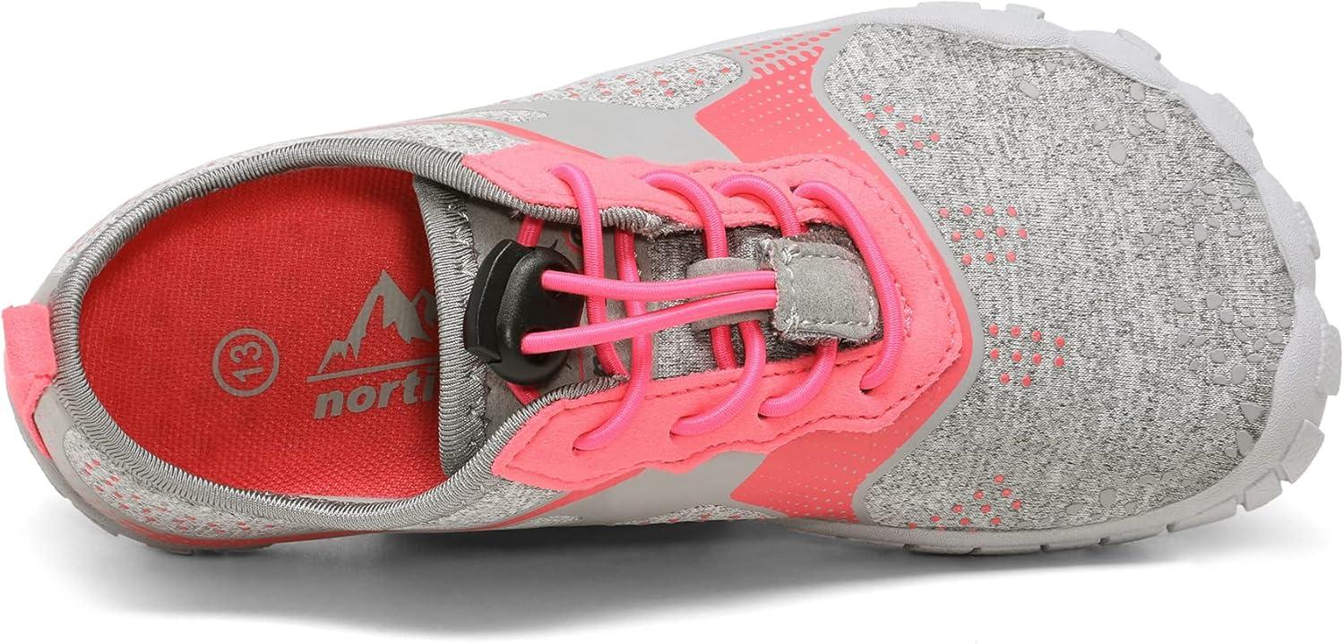 imageNORTIV 8 Kids Water Shoes Lightweight Quick Dry Barefoot Athletic Aqua Sports Shoes for Boys ampamp Girls Outdoor SummerLightGreyWatermelonRed