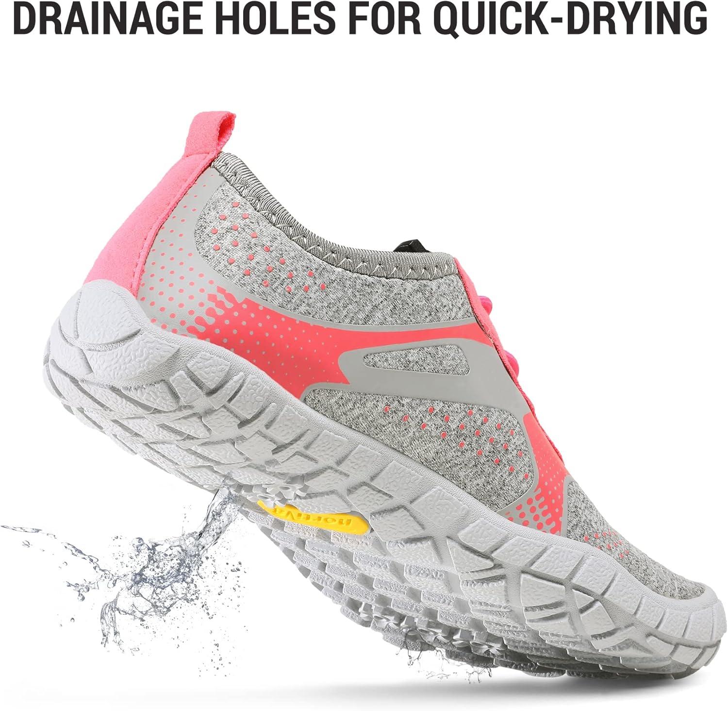 imageNORTIV 8 Kids Water Shoes Lightweight Quick Dry Barefoot Athletic Aqua Sports Shoes for Boys ampamp Girls Outdoor SummerLightGreyWatermelonRed