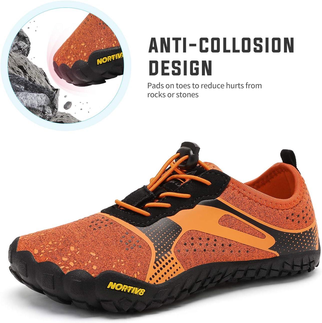 imageNORTIV 8 Kids Water Shoes Lightweight Quick Dry Barefoot Athletic Aqua Sports Shoes for Boys ampamp Girls Outdoor SummerOrangeBlack
