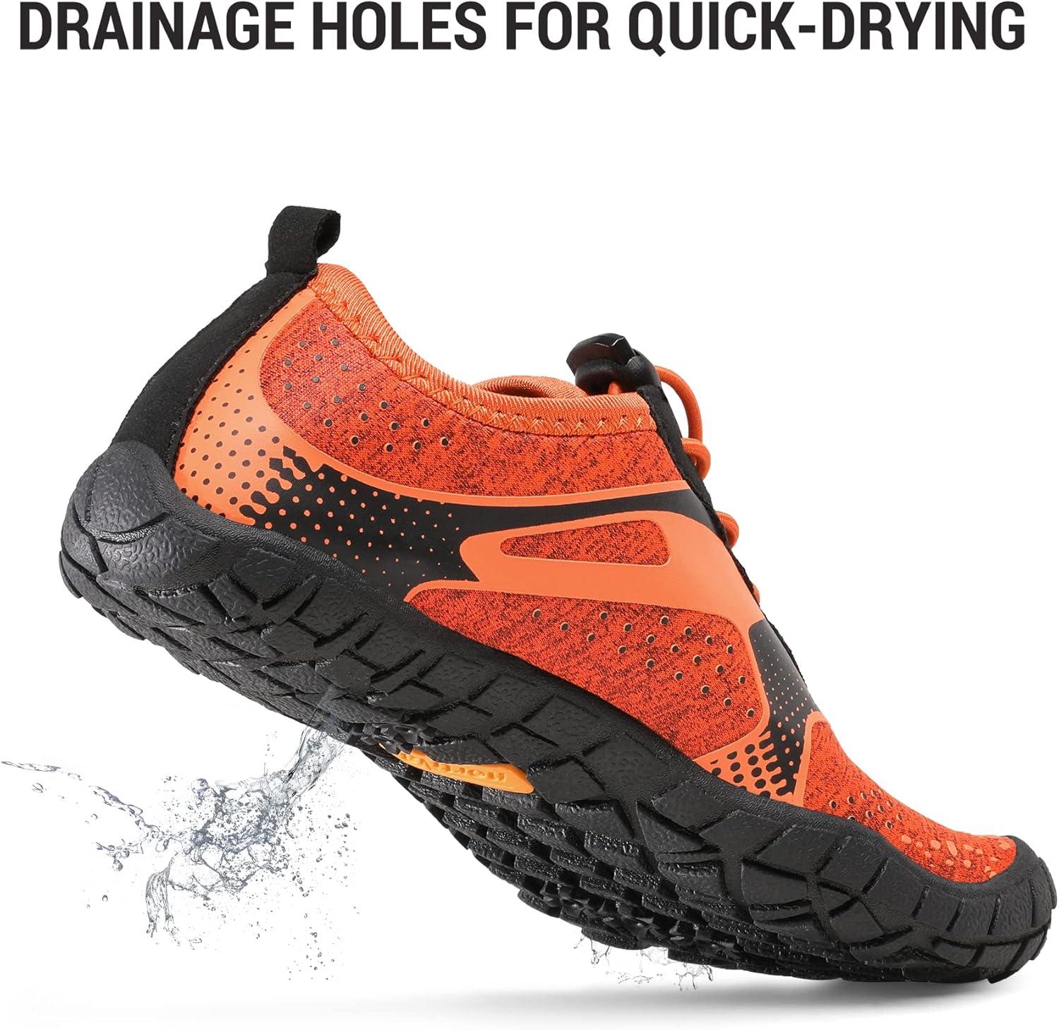imageNORTIV 8 Kids Water Shoes Lightweight Quick Dry Barefoot Athletic Aqua Sports Shoes for Boys ampamp Girls Outdoor SummerOrangeBlack