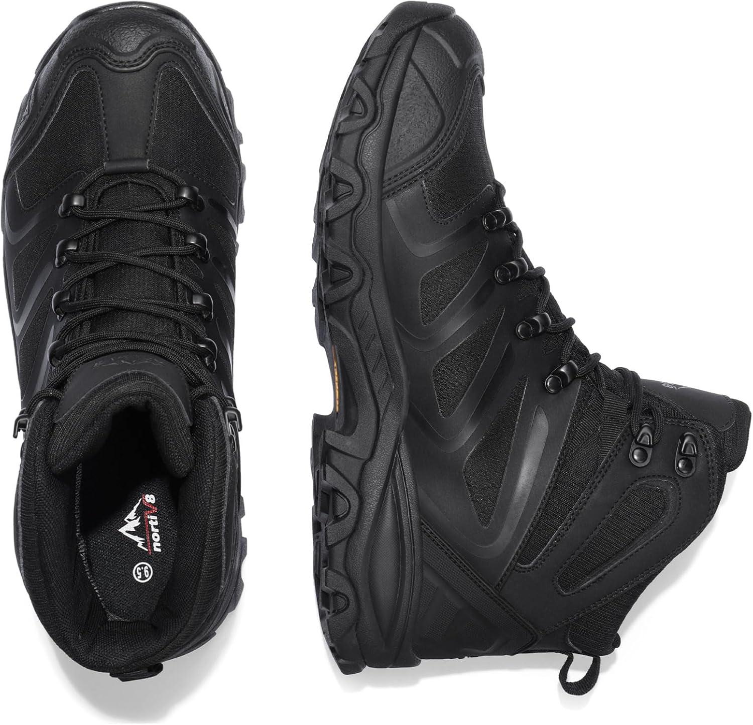 imageNORTIV 8 Mens Ankle High Waterproof Hiking Boots Outdoor Lightweight Shoes Trekking Trails ArmadilloAll Black