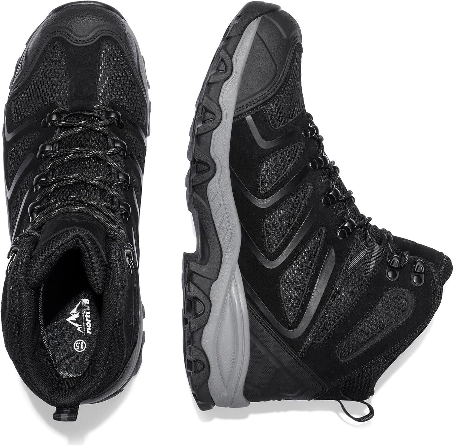 imageNORTIV 8 Mens Ankle High Waterproof Hiking Boots Outdoor Lightweight Shoes Trekking Trails ArmadilloAll Blacksuede