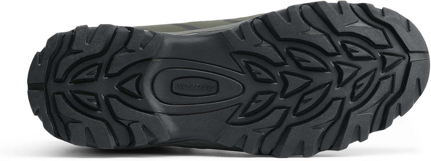 imageNORTIV 8 Mens Ankle High Waterproof Hiking Boots Outdoor Lightweight Shoes Trekking Trails ArmadilloArmyGreenBlackOrange