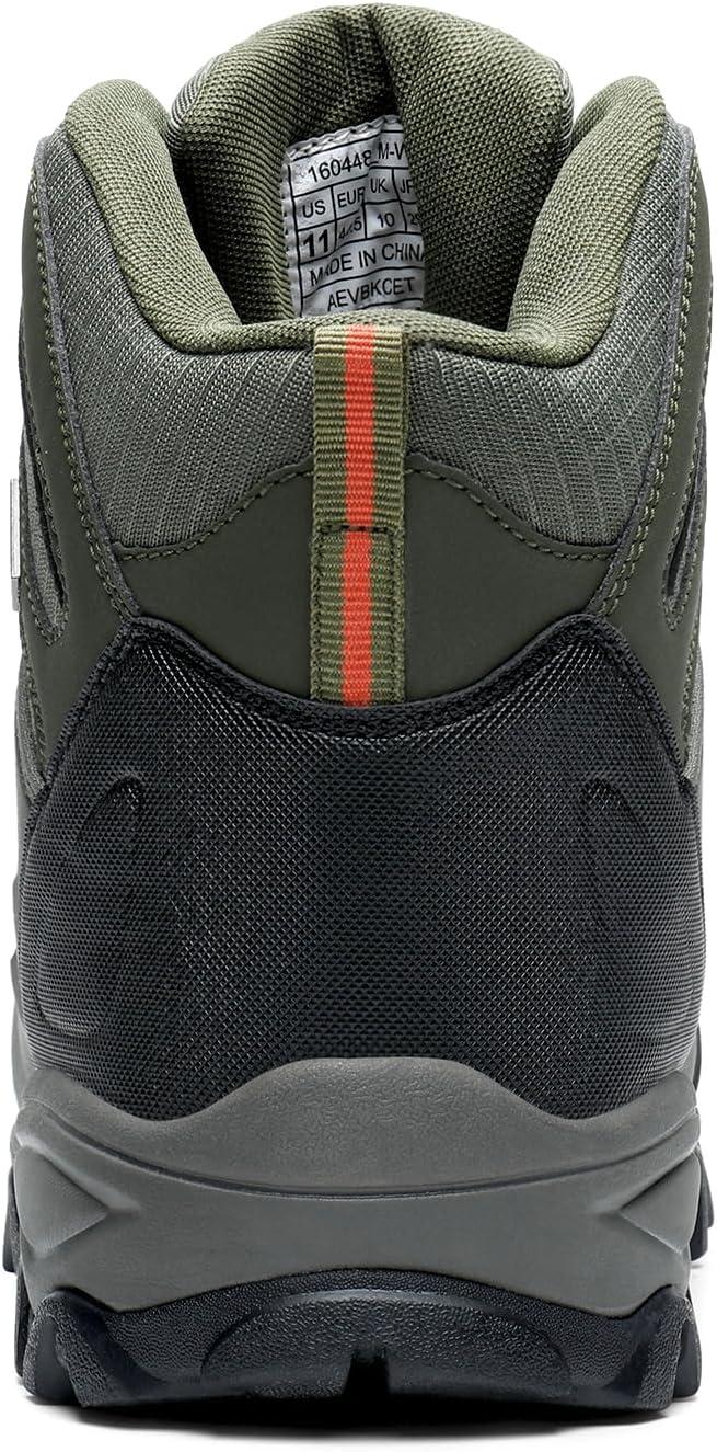 imageNORTIV 8 Mens Ankle High Waterproof Hiking Boots Outdoor Lightweight Shoes Trekking Trails ArmadilloArmyGreenBlackOrange