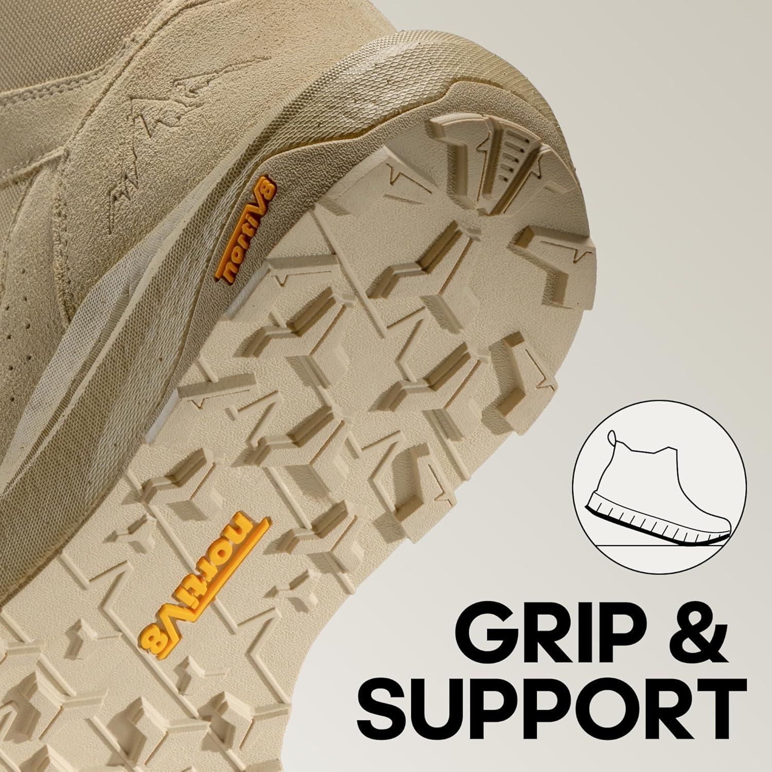 imageNORTIV 8 Mens Breathable Military Tactical Combat Boots Side Zipper Arch Support Leather Lightweight Motorcycle Work Hiking Boots 8 Inches DesertStormSand