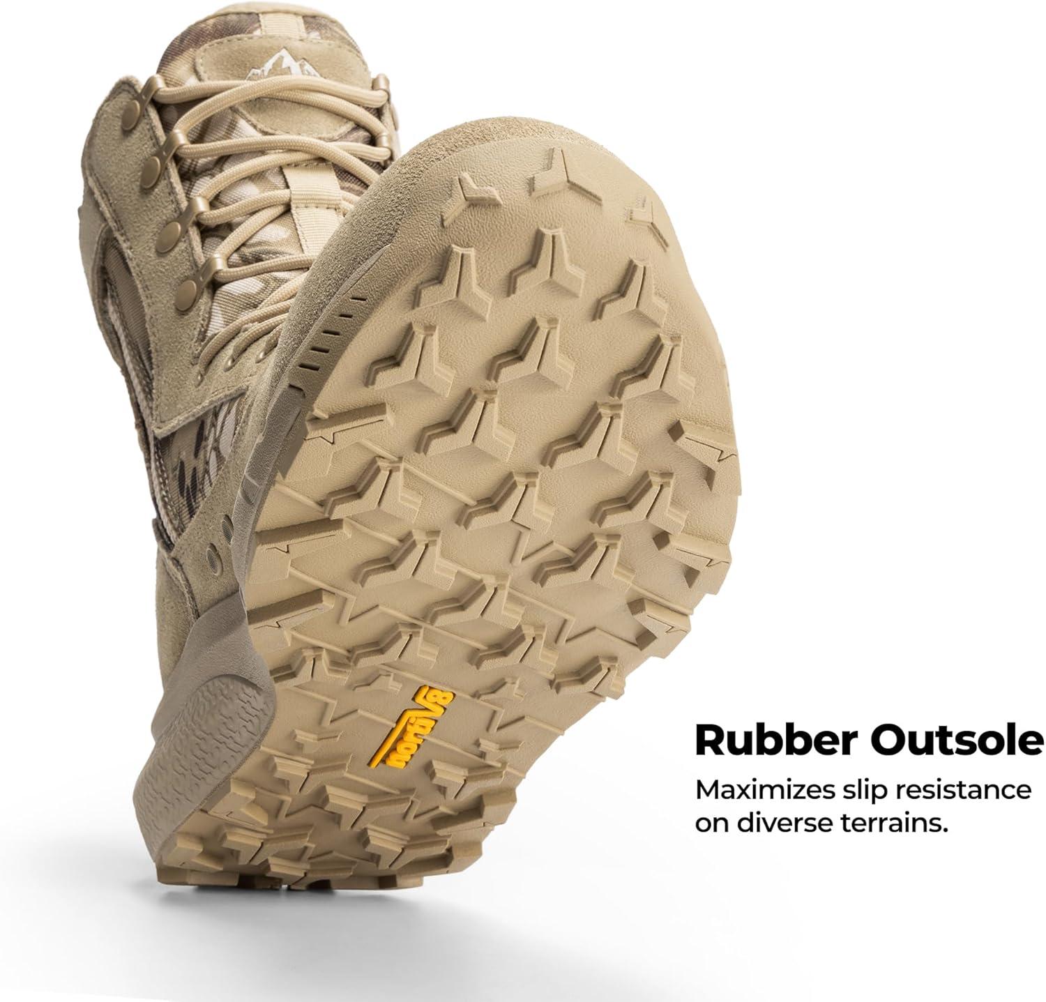 imageNORTIV 8 Mens Breathable Tactical Military Work Boots Side Zipper Leather Lightweight Hiking Motorcycle Combat Boots 8 Inches PeakforceCamo Sand