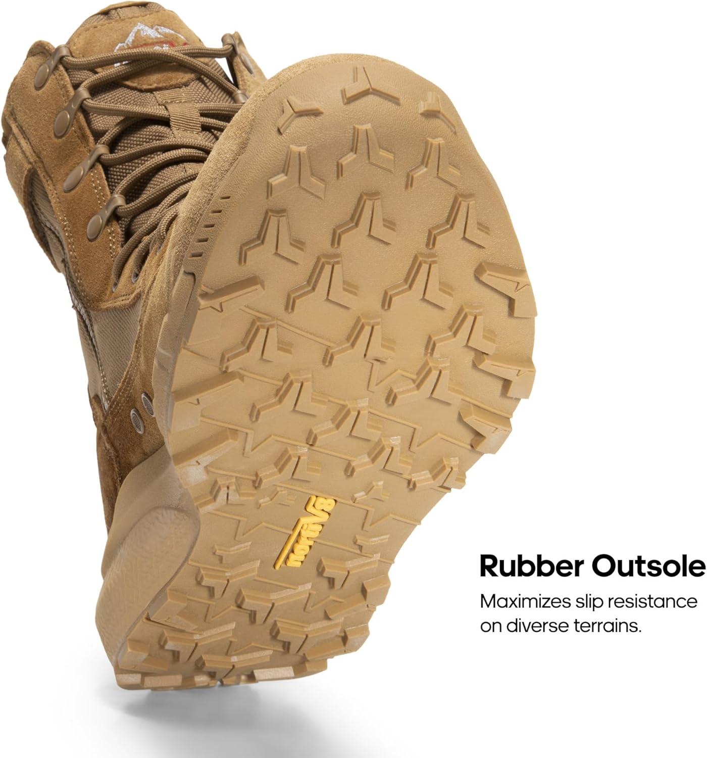 imageNORTIV 8 Mens Breathable Tactical Military Work Boots Side Zipper Leather Lightweight Hiking Motorcycle Combat Boots 8 Inches PeakforceCoyote