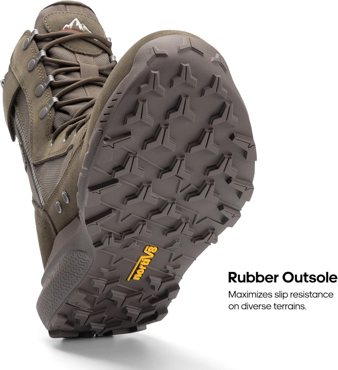 imageNORTIV 8 Mens Breathable Tactical Military Work Boots Side Zipper Leather Lightweight Hiking Motorcycle Combat Boots 8 Inches PeakforceOlive