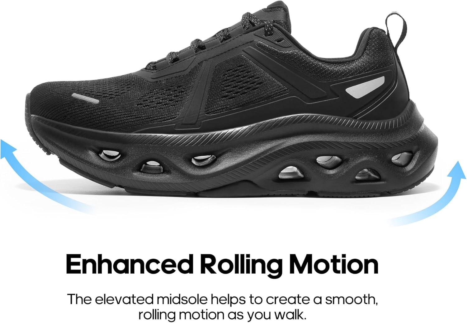 imageNORTIV 8 Mens Comfortable Walking Shoes MovePropel Athletic Breathable Gym Workout Tennis Jogging Cross Training Non Slip Fashion Running SneakersAll Black