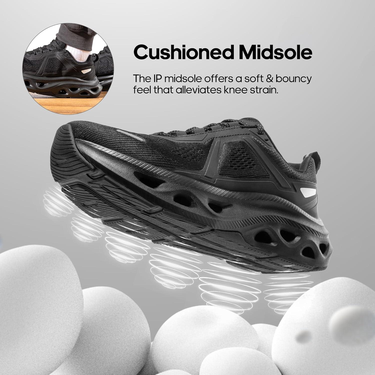 imageNORTIV 8 Mens Comfortable Walking Shoes MovePropel Athletic Breathable Gym Workout Tennis Jogging Cross Training Non Slip Fashion Running SneakersAll Black