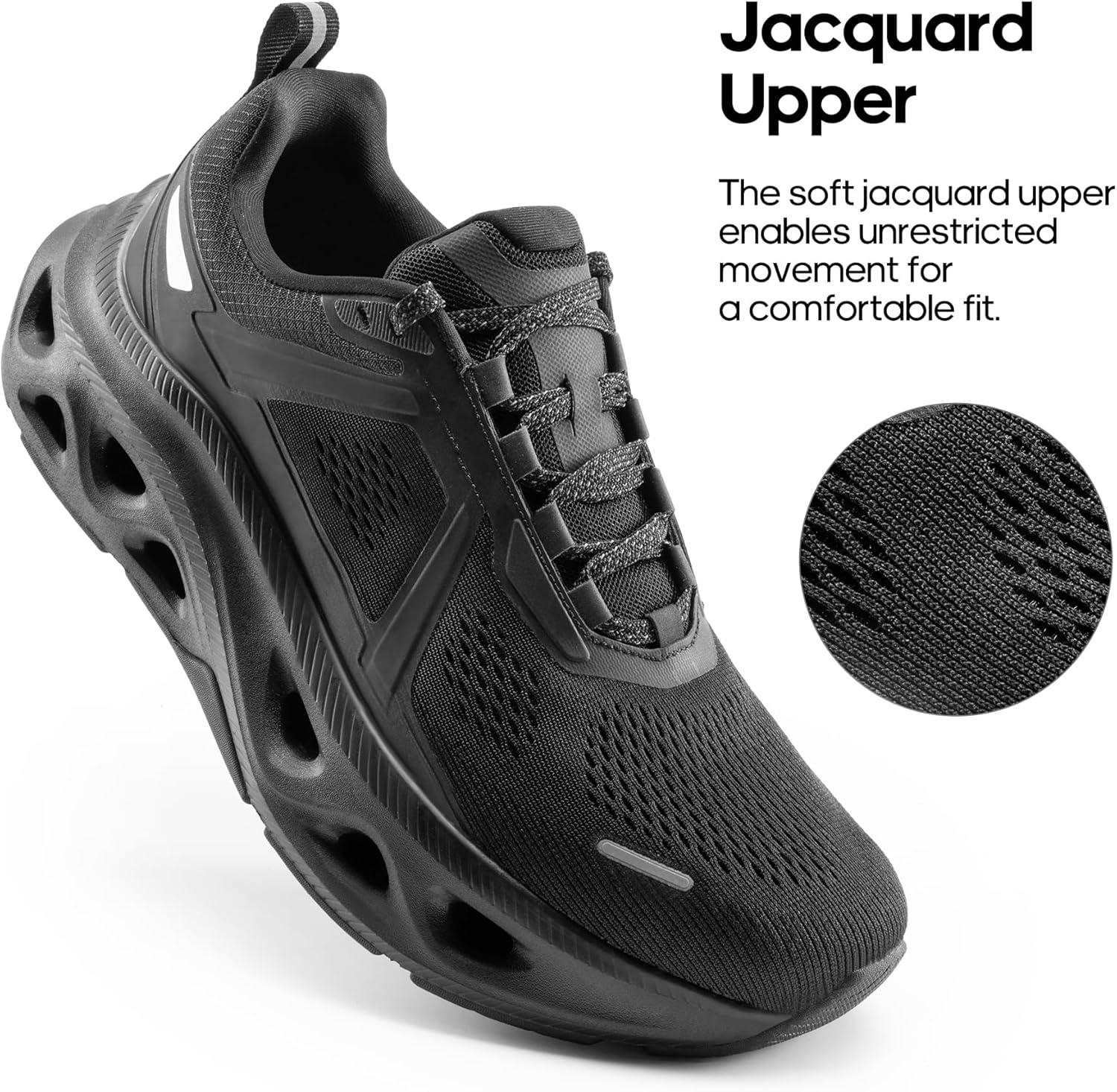 imageNORTIV 8 Mens Comfortable Walking Shoes MovePropel Athletic Breathable Gym Workout Tennis Jogging Cross Training Non Slip Fashion Running SneakersAll Black