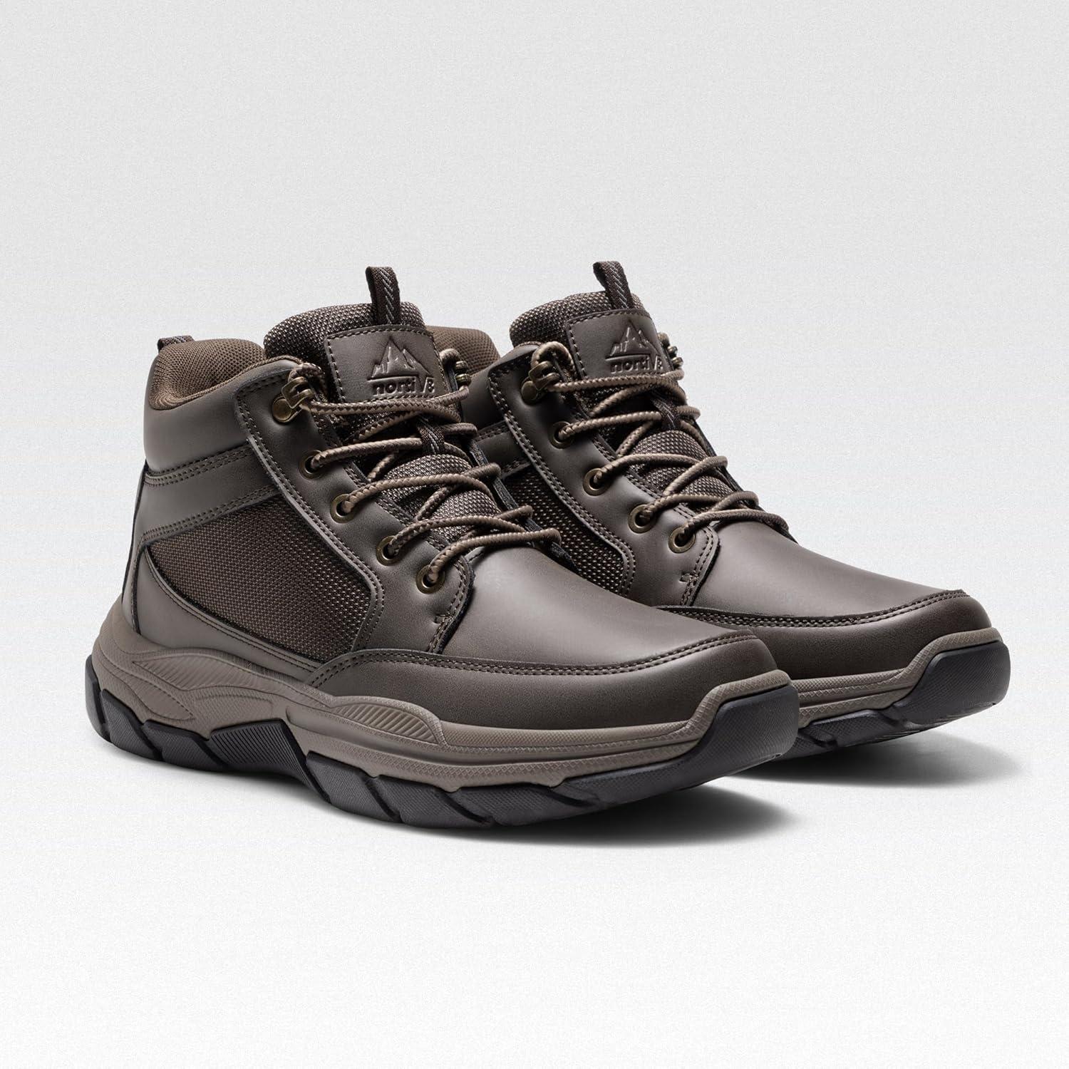 imageNORTIV 8 Mens Hiking Boots Lightweight Fashion Casual Chukka Ankle Boots ElevationDark Brown