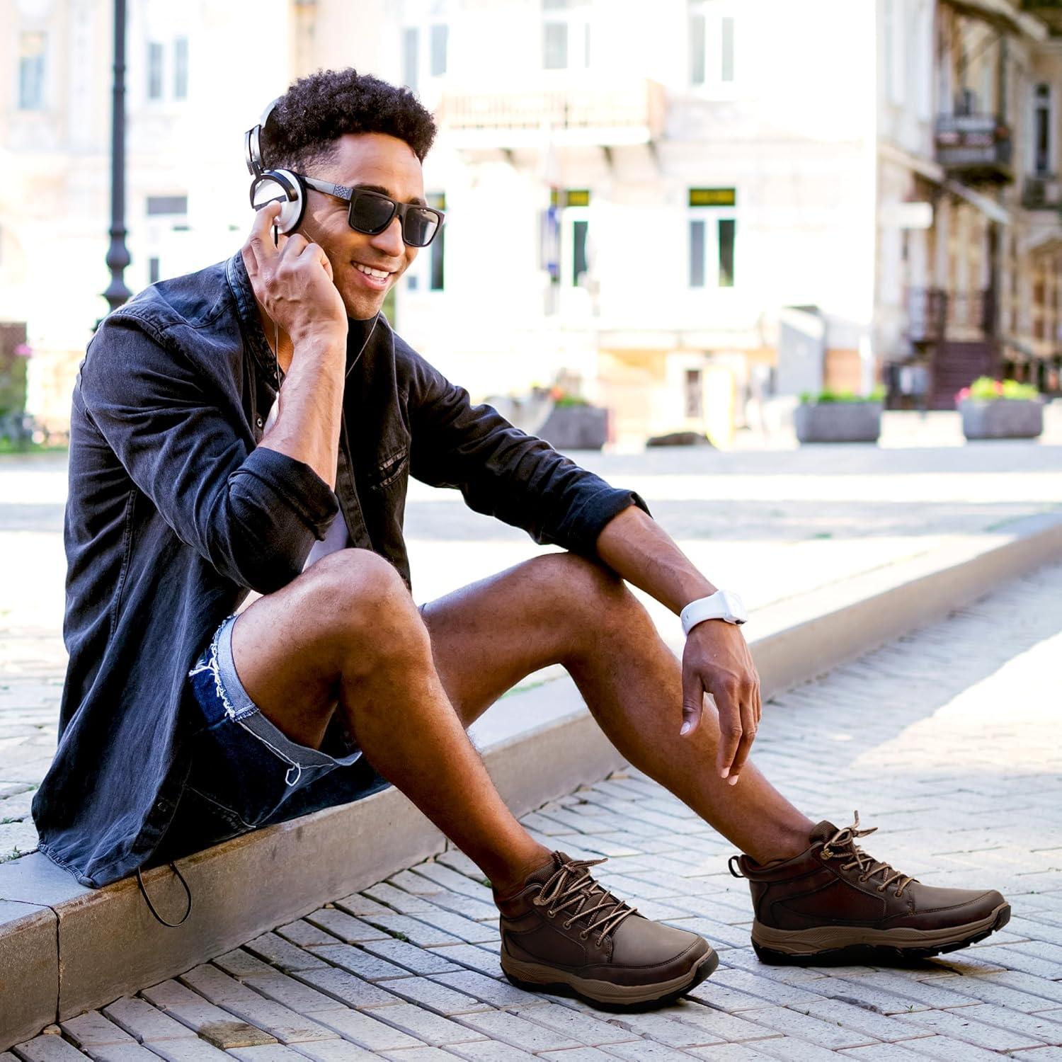 imageNORTIV 8 Mens Hiking Boots Lightweight Fashion Casual Chukka Ankle Boots ElevationDark Brown