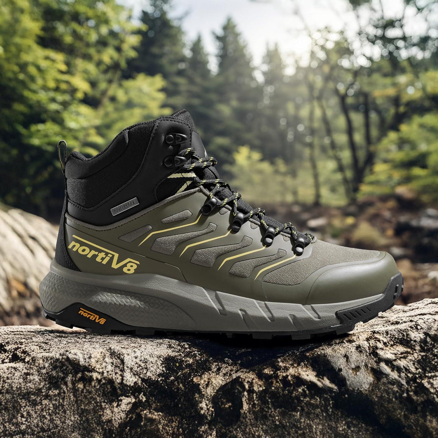 imageNORTIV 8 Mens Lightweight Hiking Boots Waterproof Breathable Outdoor Trekking Camping Ankle Boots FernOlive