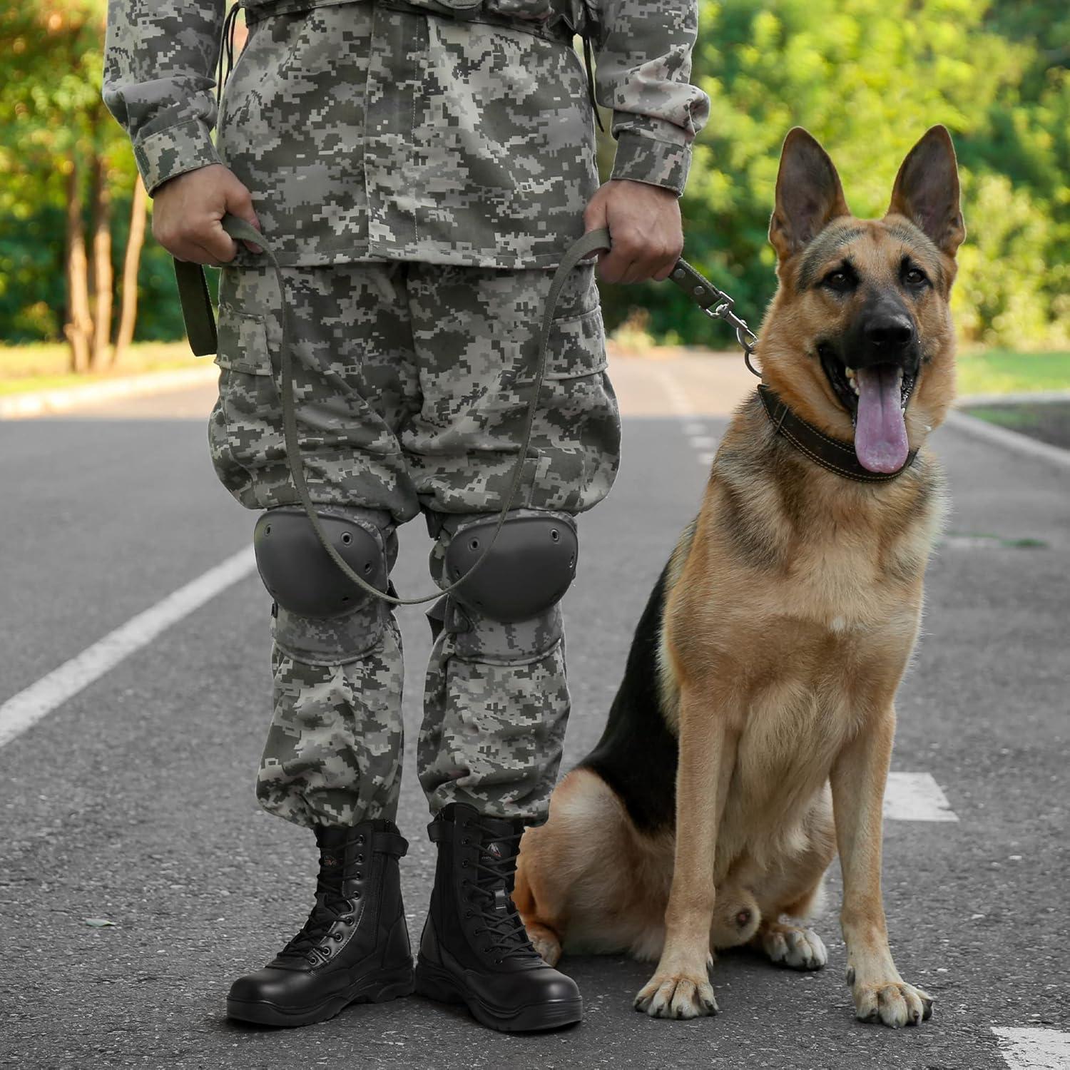 imageNORTIV 8 Mens Military Tactical Work Boots Side Zipper Leather Motorcycle Combat Boots Trooper68 InchesBlack8 Inches