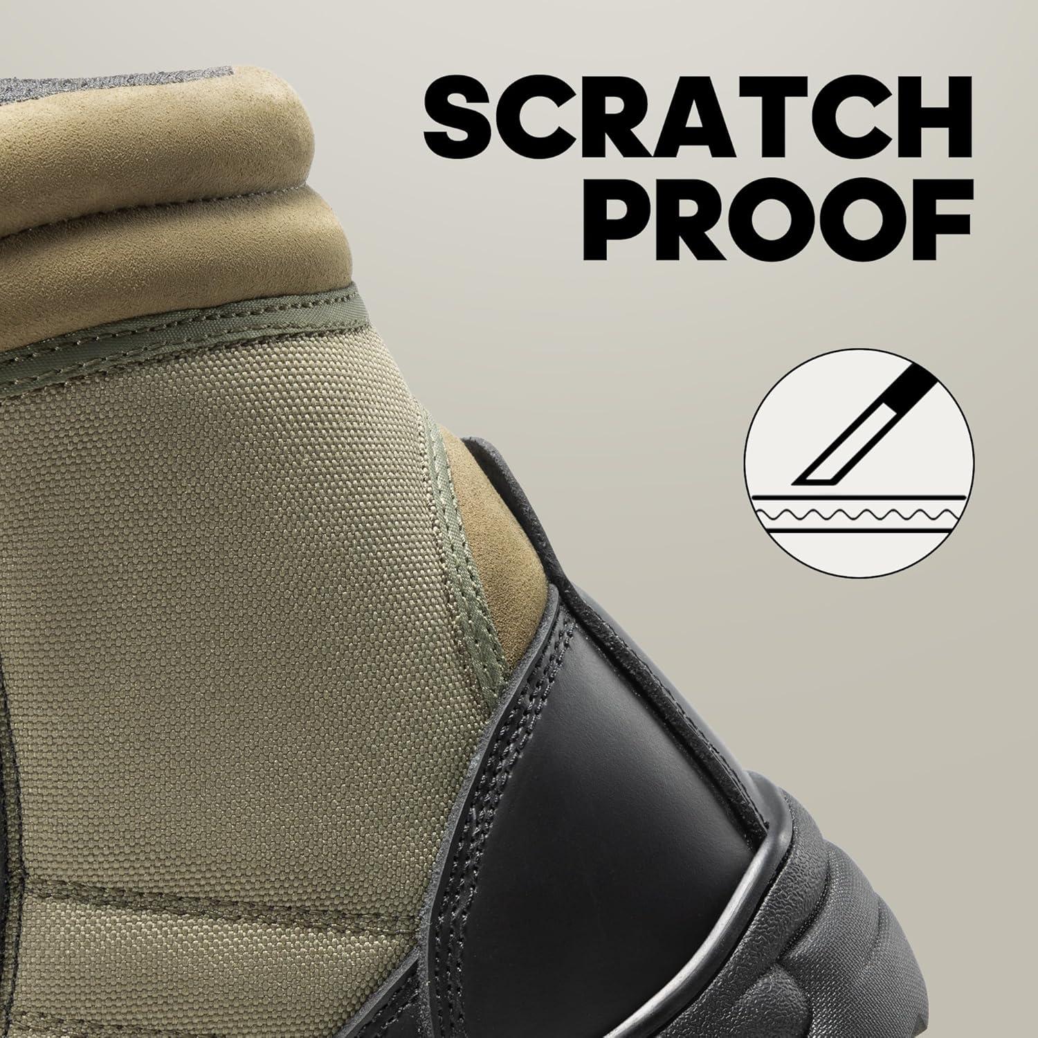 imageNORTIV 8 Mens Military Tactical Work Boots Side Zipper Leather Motorcycle Combat Boots Trooper68 InchesBlackArmy Green