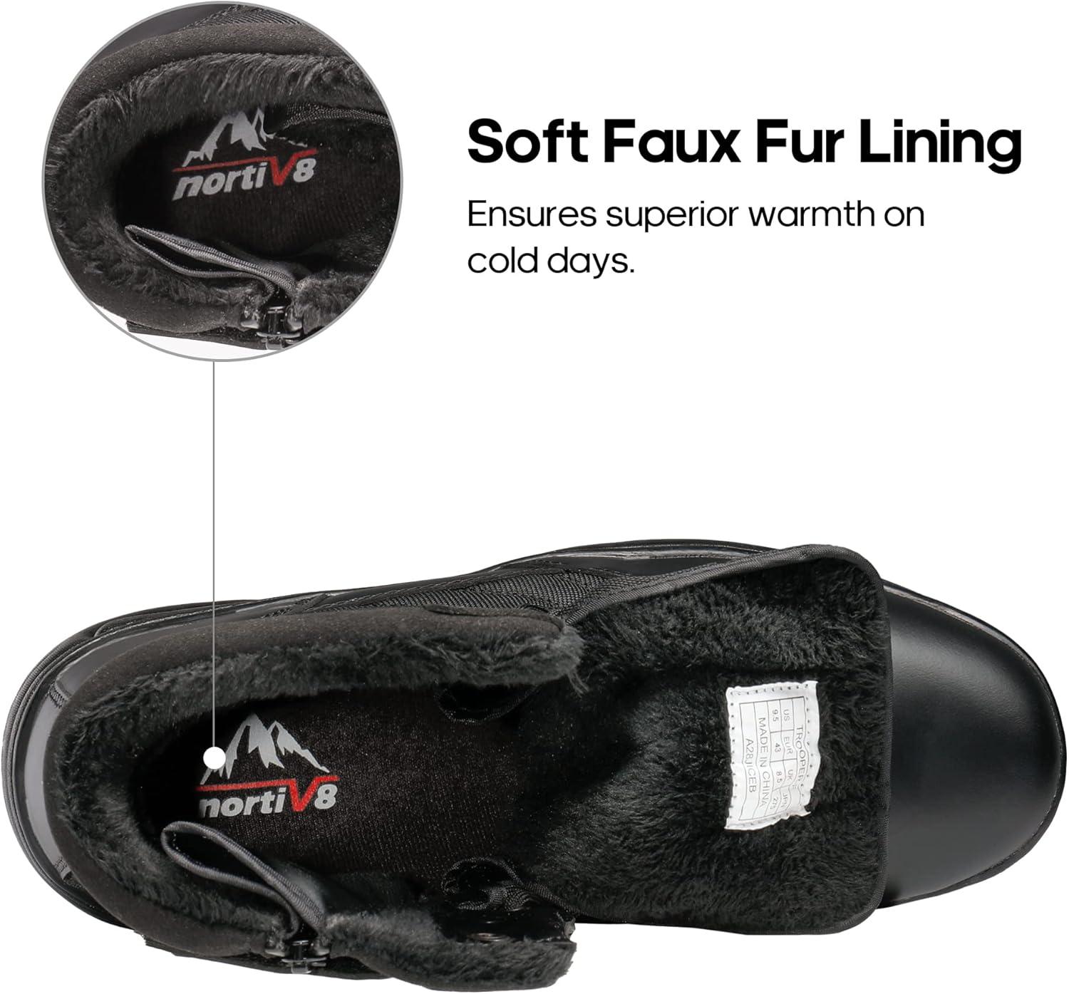 imageNORTIV 8 Mens Military Tactical Work Boots Side Zipper Leather Motorcycle Combat Boots Trooper68 InchesBlackfur Lining