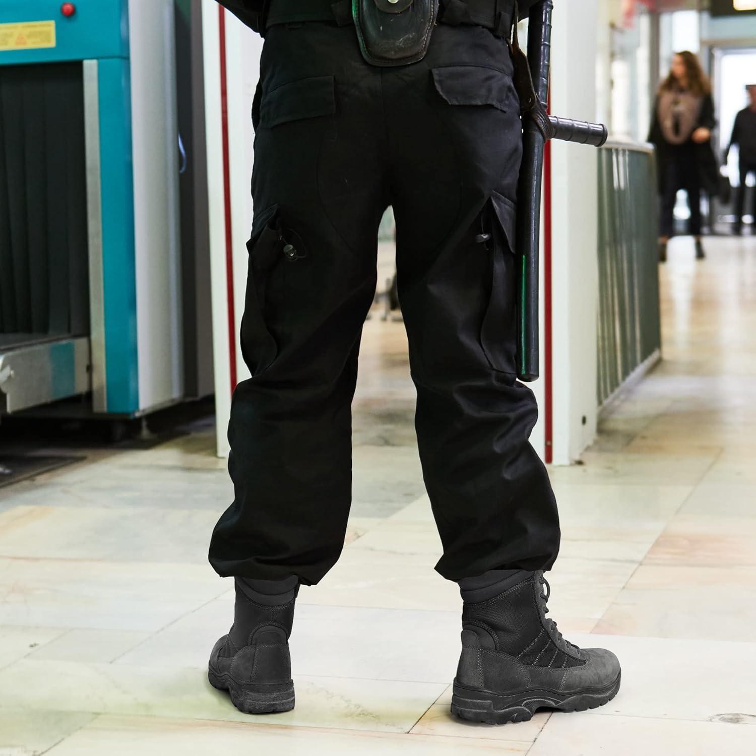 imageNORTIV 8 Mens Military Tactical Work Boots Side Zipper Leather Motorcycle Combat Boots Trooper68 InchesDark Grey8 Inches