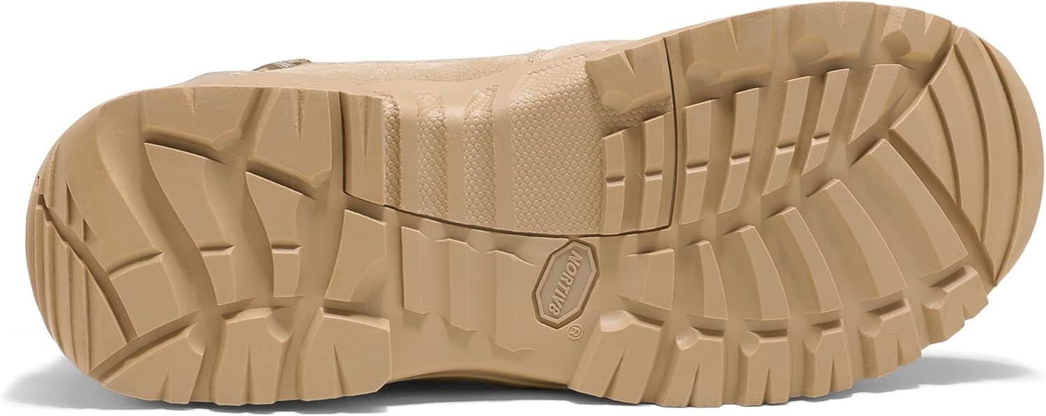 imageNORTIV 8 Mens Military Tactical Work Boots Side Zipper Leather Motorcycle Combat Boots Trooper68 InchesSand