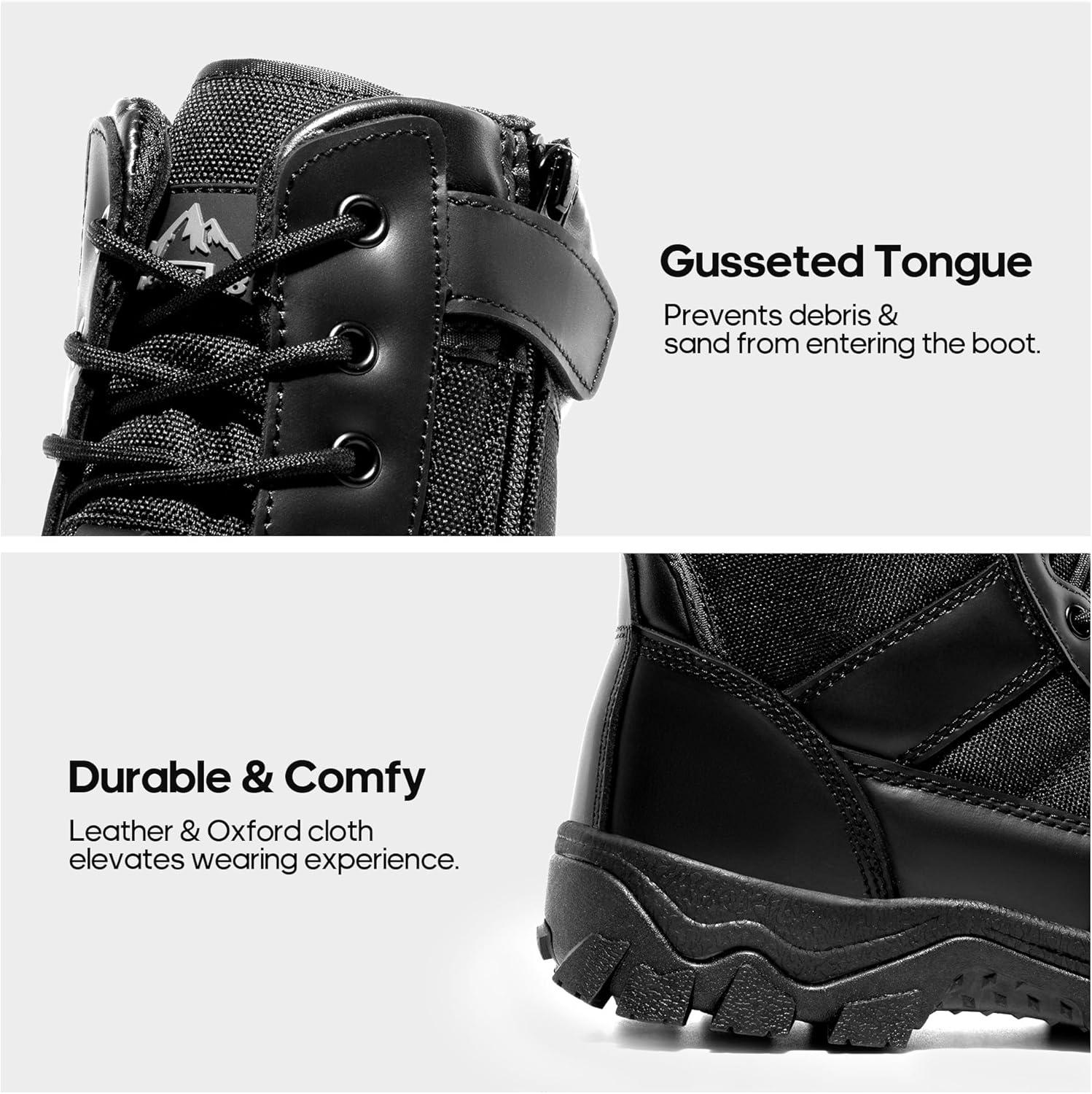 imageNORTIV 8 Mens Tactical Military Work Boots Side Zipper Outdoor Motorcycle Combat Boots 8 Inches 20 TrooperproBlack