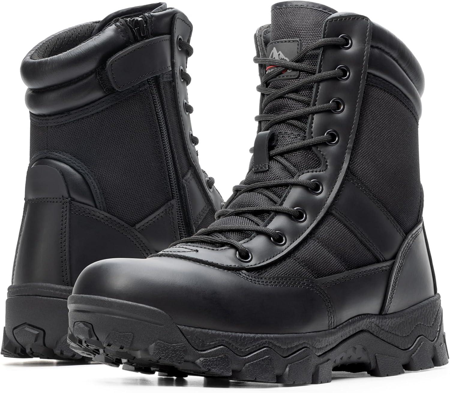 imageNORTIV 8 Mens Tactical Military Work Boots Side Zipper Outdoor Motorcycle Combat Boots 8 Inches 20 TrooperproBlack