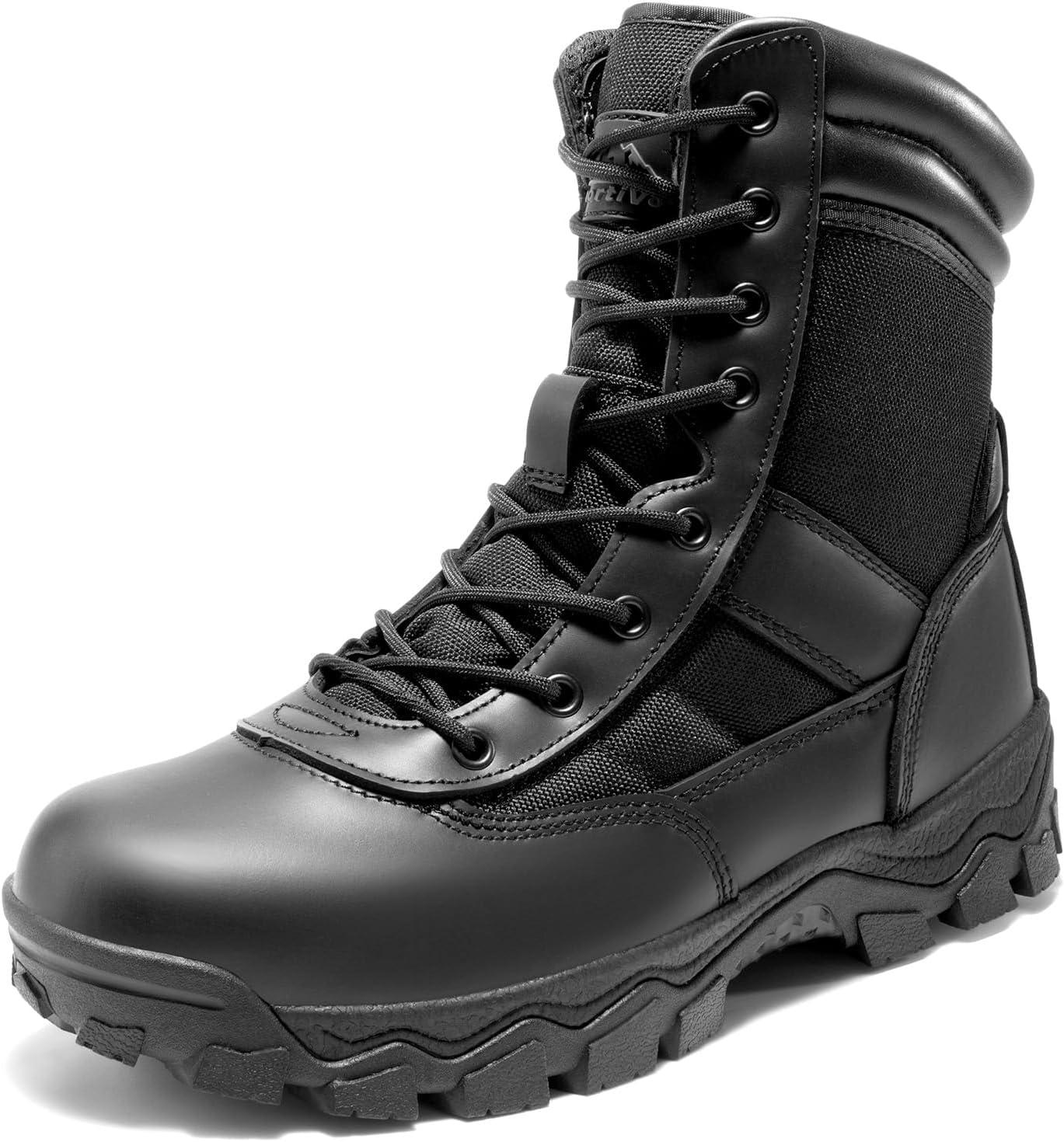 imageNORTIV 8 Mens Tactical Military Work Boots Side Zipper Outdoor Motorcycle Combat Boots 8 Inches 20 TrooperproBlack