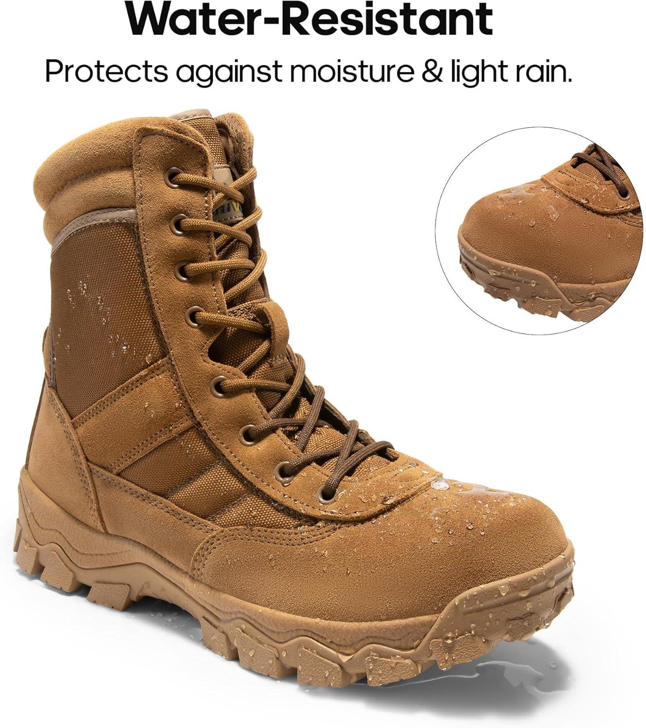 imageNORTIV 8 Mens Tactical Military Work Boots Side Zipper Outdoor Motorcycle Combat Boots 8 Inches 20 TrooperproCoyote