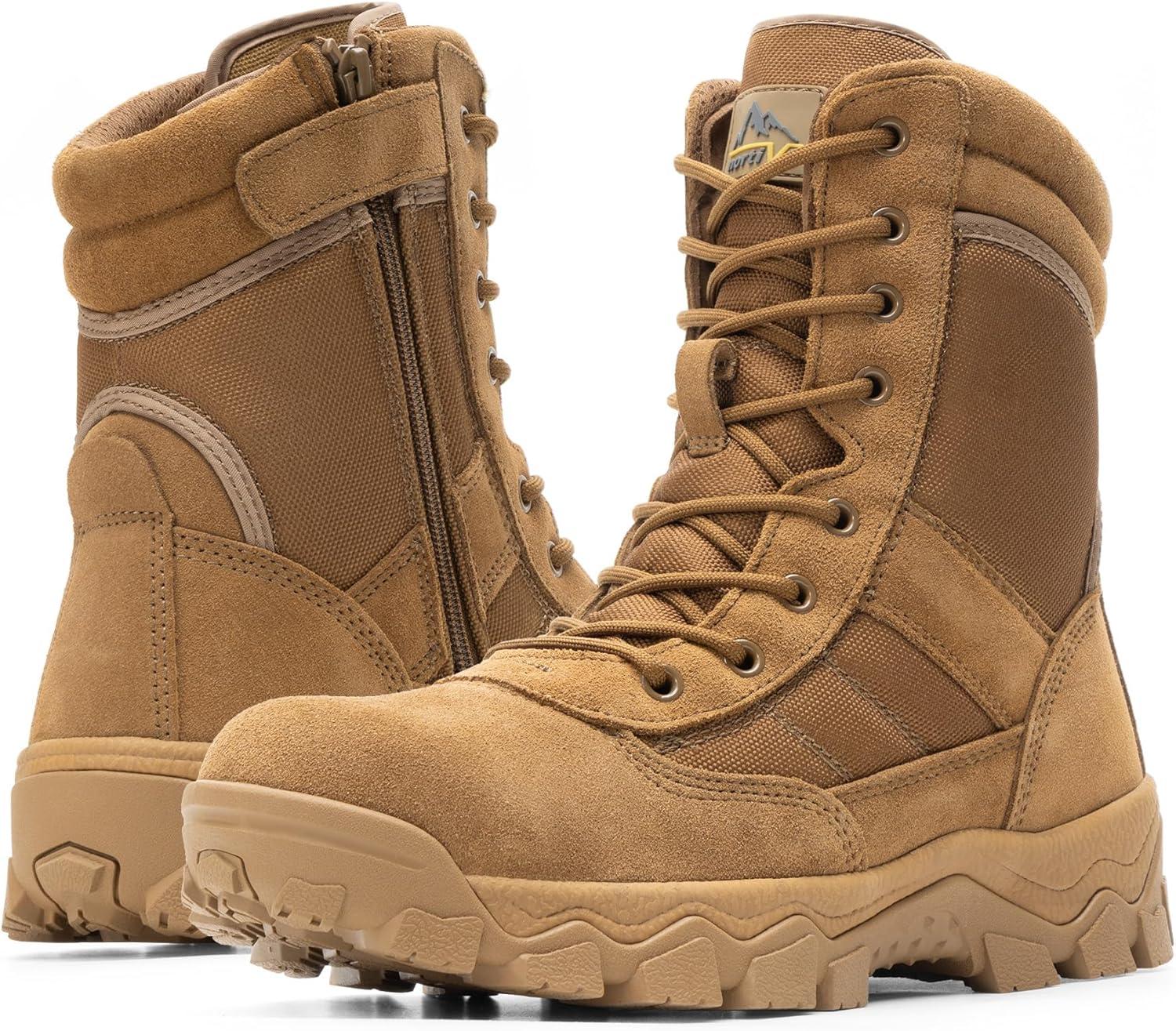 imageNORTIV 8 Mens Tactical Military Work Boots Side Zipper Outdoor Motorcycle Combat Boots 8 Inches 20 TrooperproCoyote