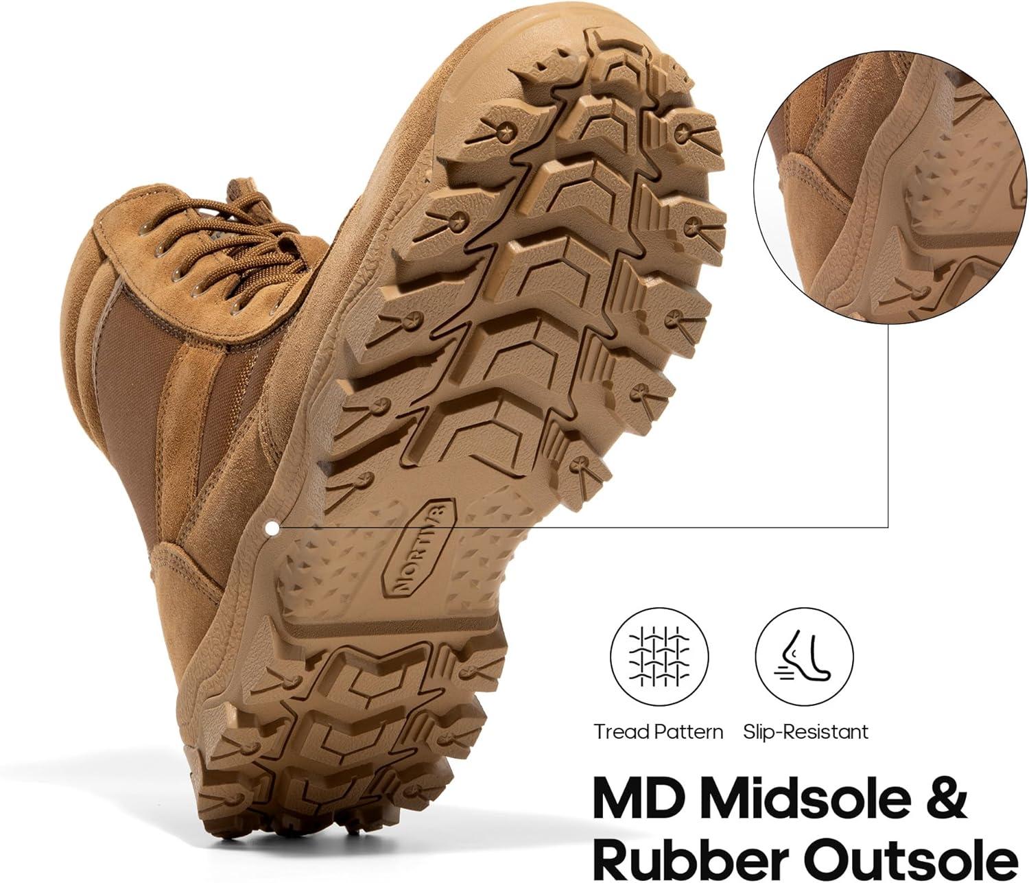 imageNORTIV 8 Mens Tactical Military Work Boots Side Zipper Outdoor Motorcycle Combat Boots 8 Inches 20 TrooperproCoyote