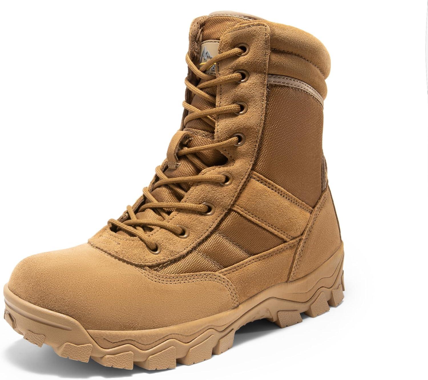 imageNORTIV 8 Mens Tactical Military Work Boots Side Zipper Outdoor Motorcycle Combat Boots 8 Inches 20 TrooperproCoyote