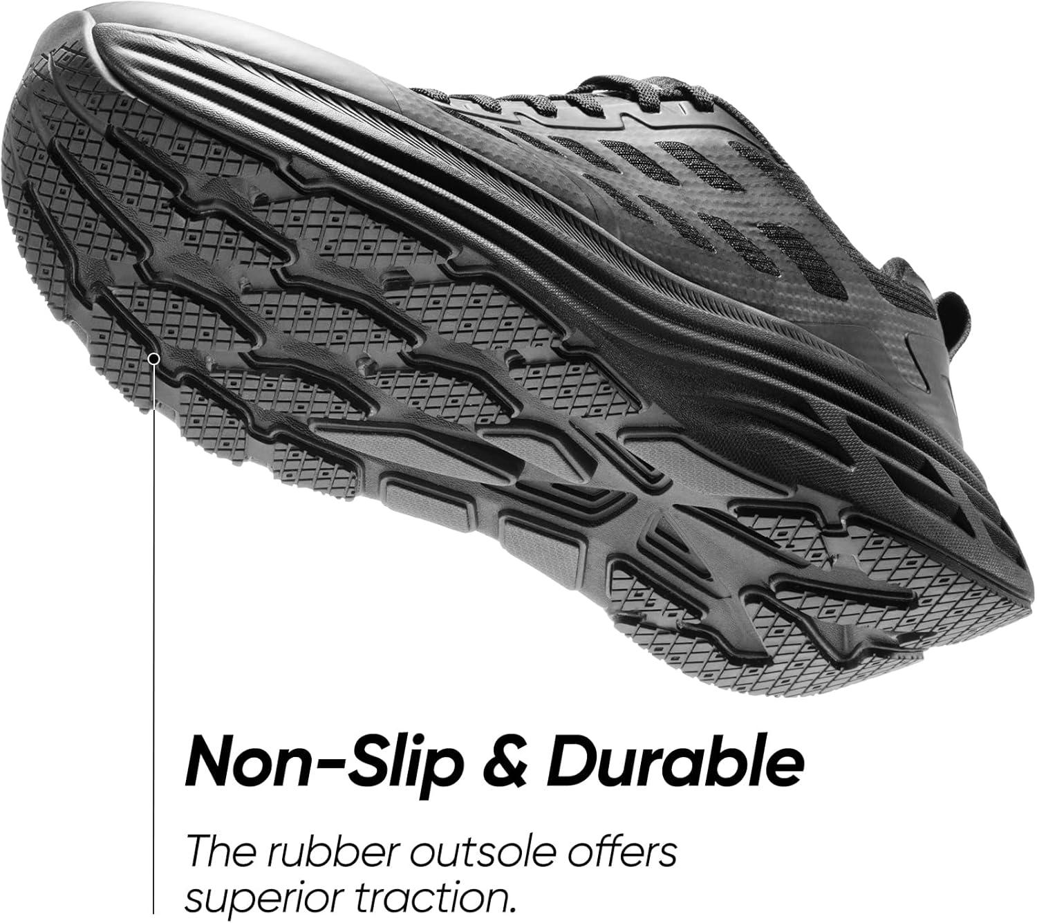 imageNORTIV 8 Mens Walking Running Tennis Cushioning Shoes ActiveFloat Non Slip Athletic Gym Workout Jogging Comfortable SneakersAll Black