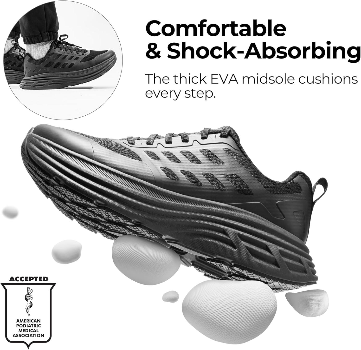 imageNORTIV 8 Mens Walking Running Tennis Cushioning Shoes ActiveFloat Non Slip Athletic Gym Workout Jogging Comfortable SneakersAll Black