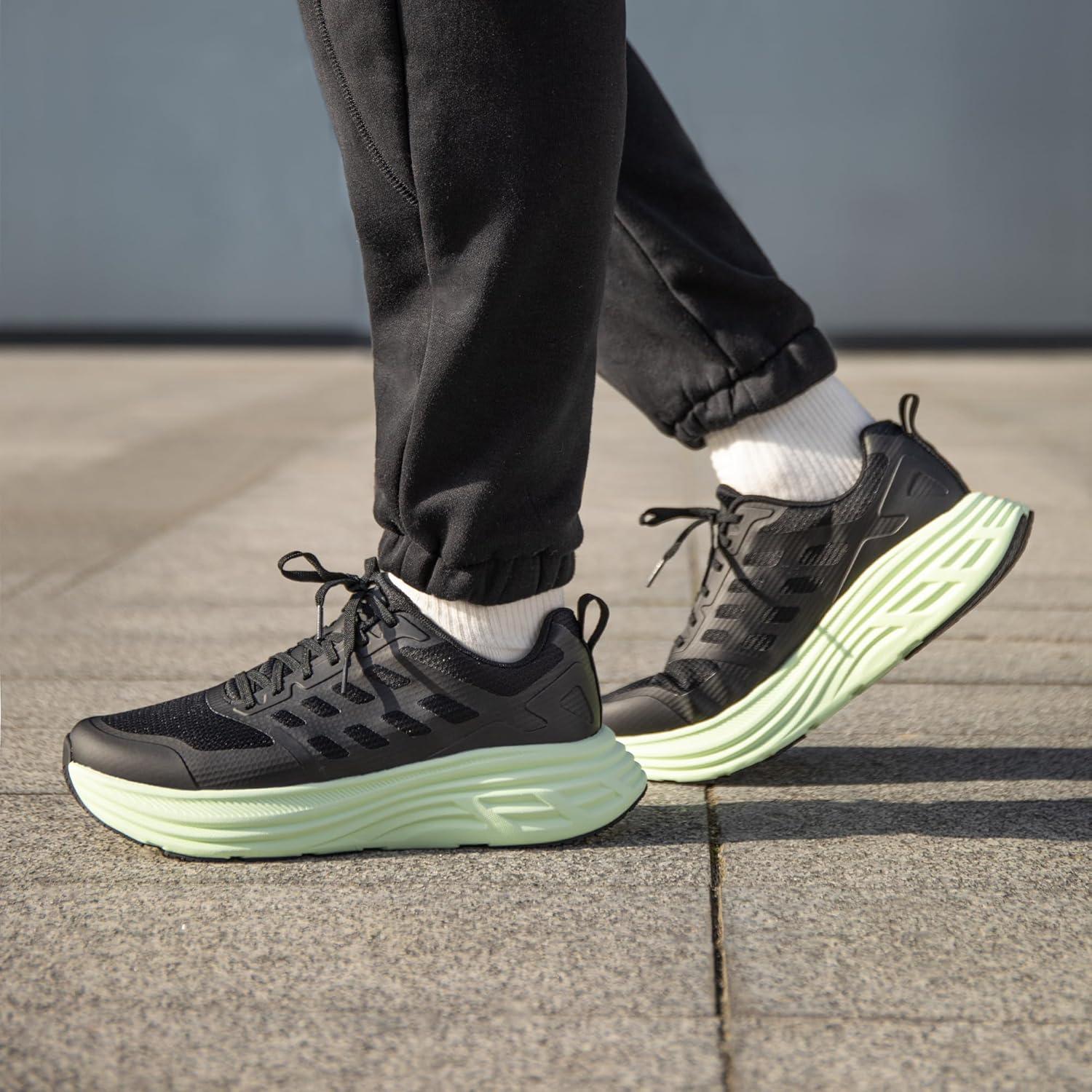 imageNORTIV 8 Mens Walking Running Tennis Cushioning Shoes ActiveFloat Non Slip Athletic Gym Workout Jogging Comfortable SneakersBlackGreen