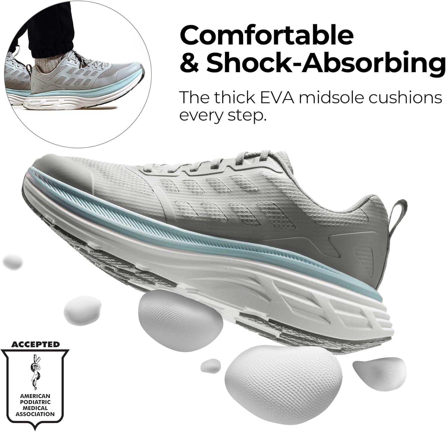 imageNORTIV 8 Mens Walking Running Tennis Cushioning Shoes ActiveFloat Non Slip Athletic Gym Workout Jogging Comfortable SneakersGrey