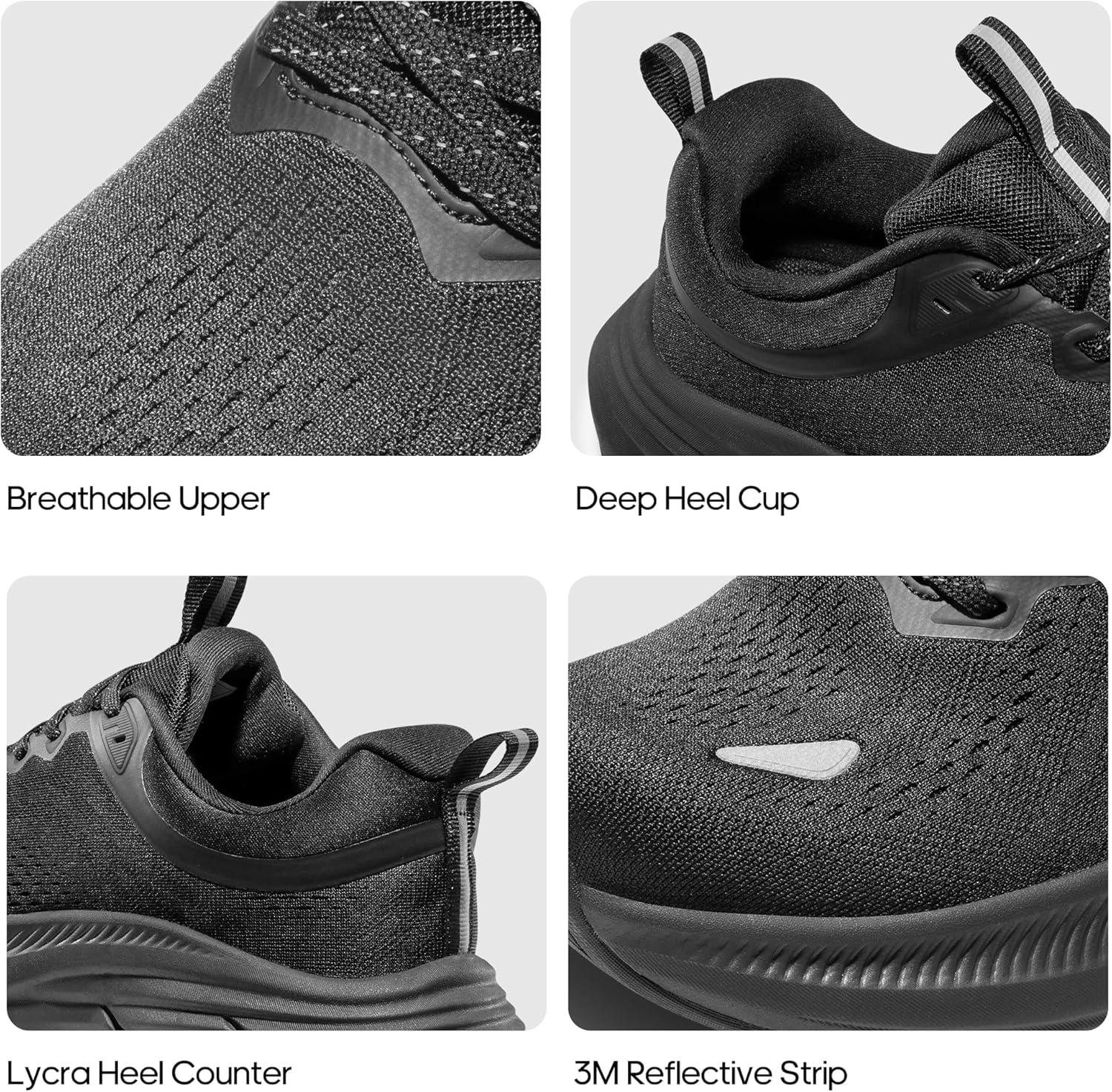 imageNORTIV 8 Mens Walking Shoes Running Tennis Cushioning ActiveBreeze Non Slip Athletic Gym Workout Comfortable Fashion SneakersAll Black