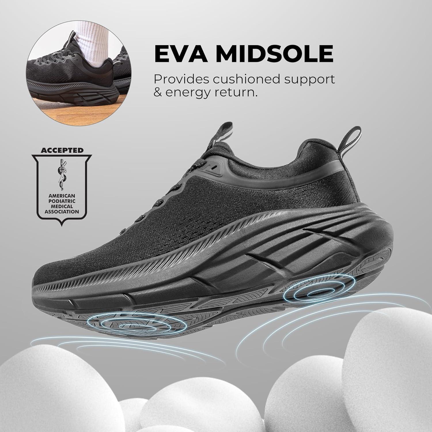 imageNORTIV 8 Mens Walking Shoes Running Tennis Cushioning ActiveBreeze Non Slip Athletic Gym Workout Comfortable Fashion SneakersAll Black