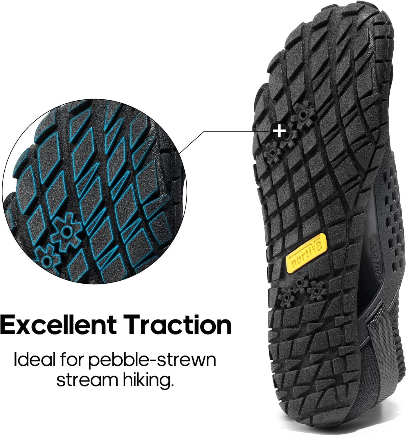 imageNORTIV 8 Mens Water Shoes Barefoot Athletic Lightweight Sports Aqua Shoes Outdoor Swim Fishing Hiking Diving Surf Walking Water Shoe TREKMANBlack