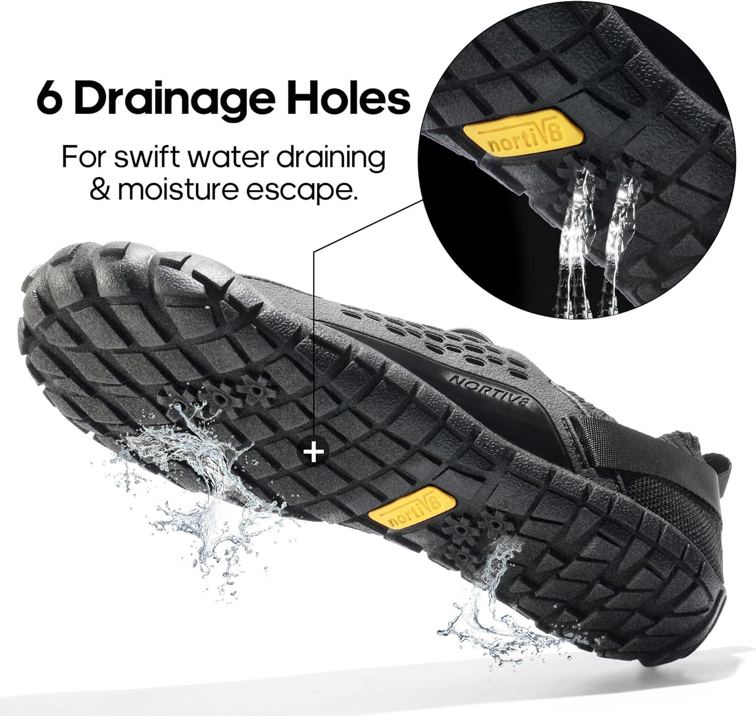 imageNORTIV 8 Mens Water Shoes Barefoot Athletic Lightweight Sports Aqua Shoes Outdoor Swim Fishing Hiking Diving Surf Walking Water Shoe TREKMANBlack