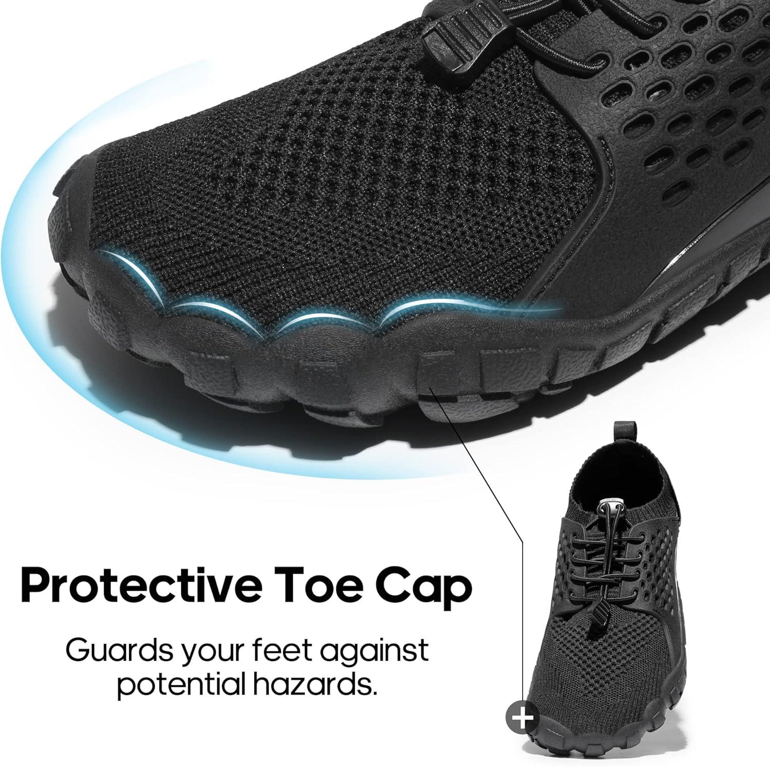 imageNORTIV 8 Mens Water Shoes Barefoot Athletic Lightweight Sports Aqua Shoes Outdoor Swim Fishing Hiking Diving Surf Walking Water Shoe TREKMANBlack