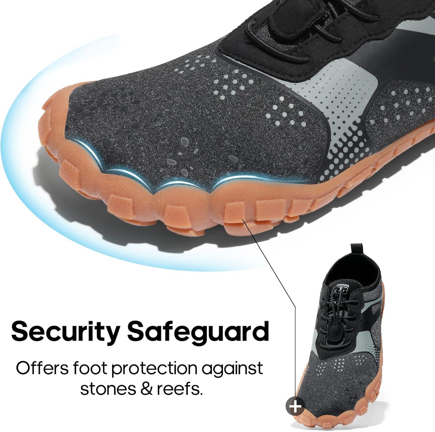 imageNORTIV 8 Mens Water Shoes Barefoot Athletic Lightweight Sports Aqua Shoes Outdoor Swim Fishing Hiking Diving Surf Walking Water Shoe TREKMANBlackGreyBrown