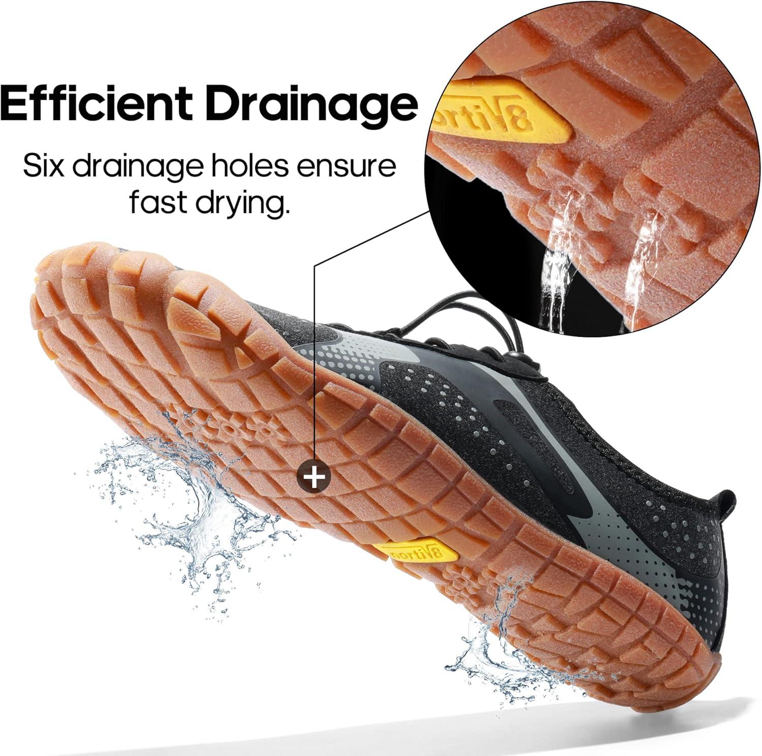 imageNORTIV 8 Mens Water Shoes Barefoot Athletic Lightweight Sports Aqua Shoes Outdoor Swim Fishing Hiking Diving Surf Walking Water Shoe TREKMANBlackGreyBrown