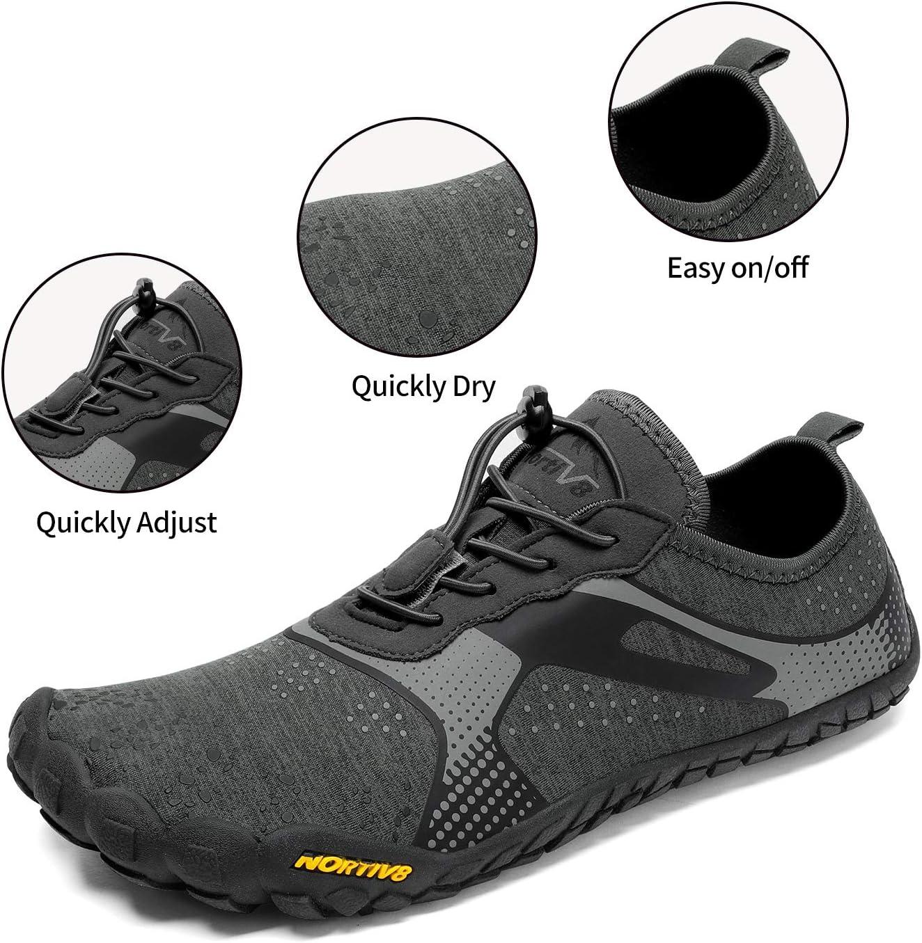 imageNORTIV 8 Mens Water Shoes Barefoot Athletic Lightweight Sports Aqua Shoes Outdoor Swim Fishing Hiking Diving Surf Walking Water Shoe TREKMANDark Grey
