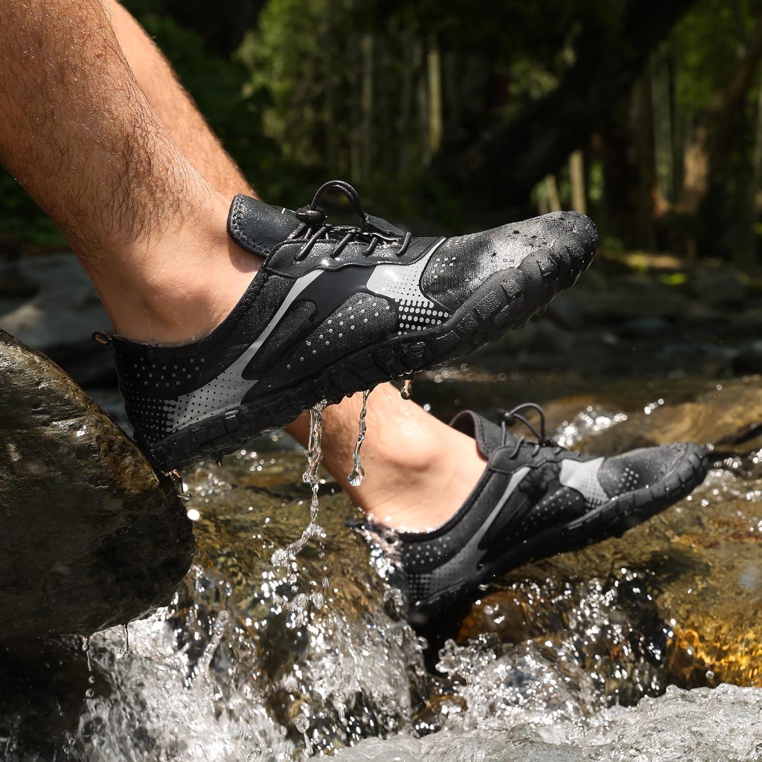 imageNORTIV 8 Mens Water Shoes Barefoot Athletic Lightweight Sports Aqua Shoes Outdoor Swim Fishing Hiking Diving Surf Walking Water Shoe TREKMANDark Grey