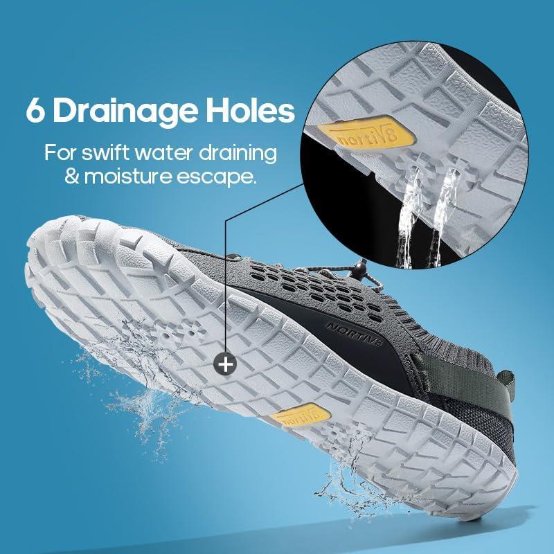 imageNORTIV 8 Mens Water Shoes Barefoot Athletic Lightweight Sports Aqua Shoes Outdoor Swim Fishing Hiking Diving Surf Walking Water Shoe TREKMANGrey
