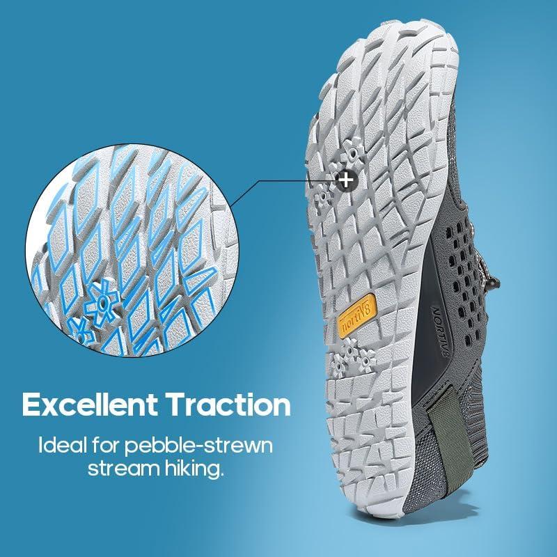 imageNORTIV 8 Mens Water Shoes Barefoot Athletic Lightweight Sports Aqua Shoes Outdoor Swim Fishing Hiking Diving Surf Walking Water Shoe TREKMANGrey