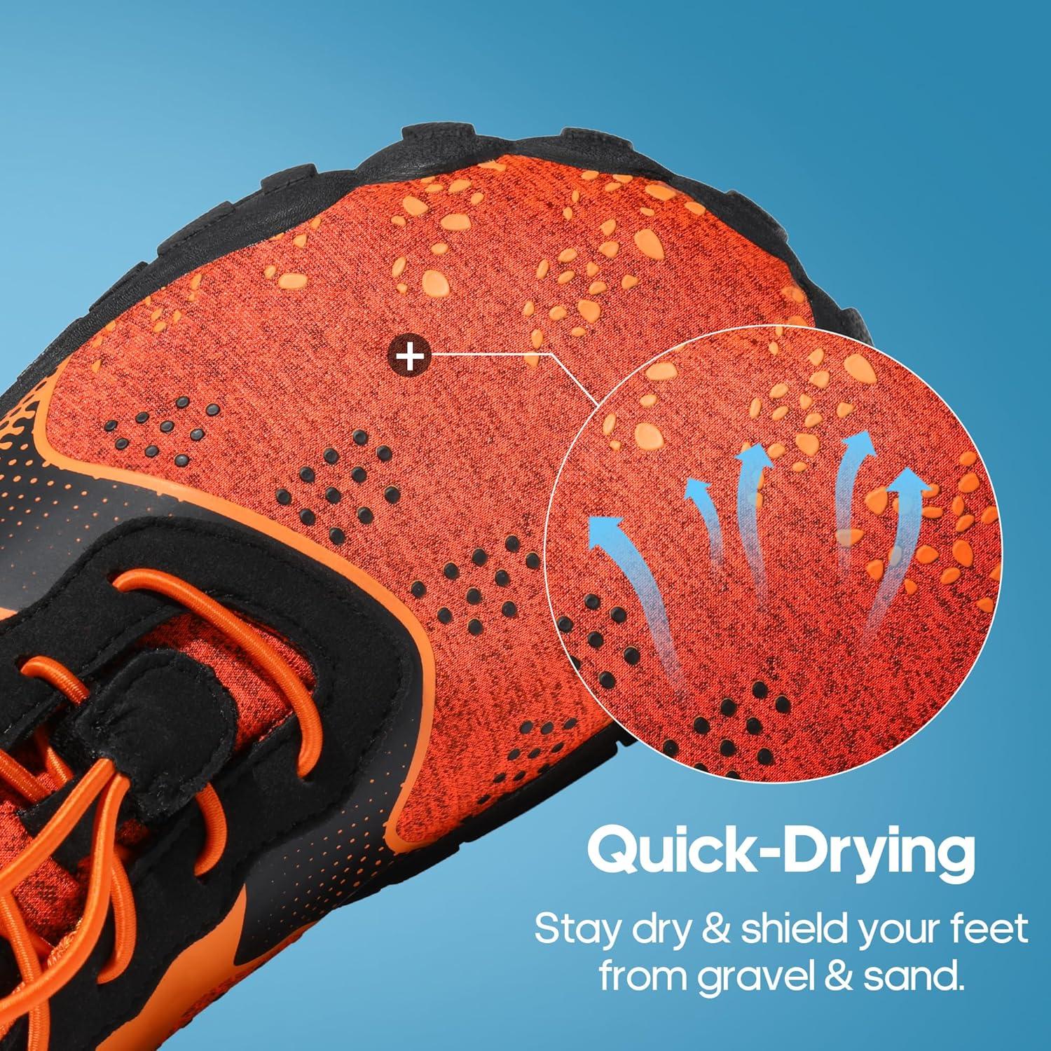 imageNORTIV 8 Mens Water Shoes Barefoot Athletic Lightweight Sports Aqua Shoes Outdoor Swim Fishing Hiking Diving Surf Walking Water Shoe TREKMANOrangeBlack