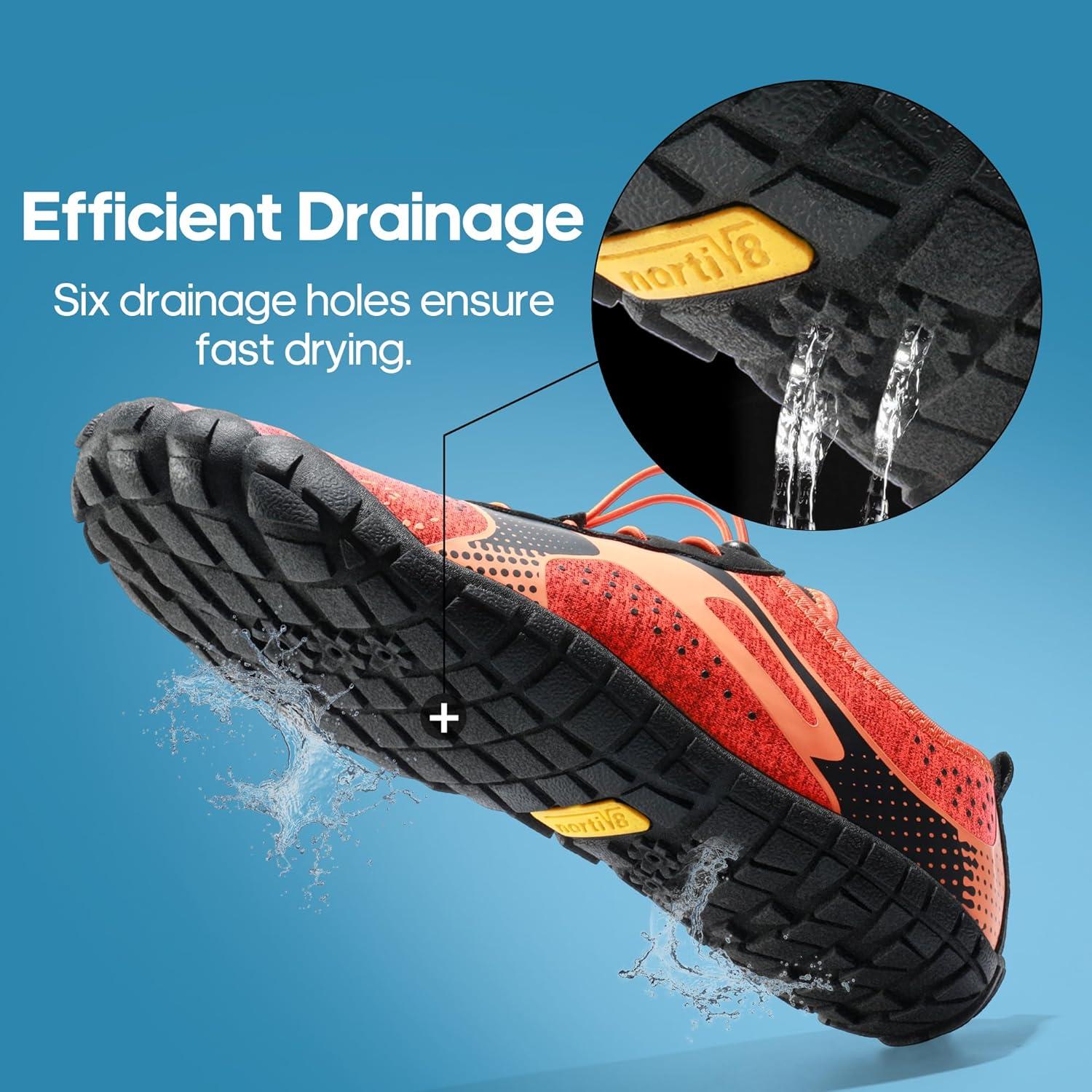 imageNORTIV 8 Mens Water Shoes Barefoot Athletic Lightweight Sports Aqua Shoes Outdoor Swim Fishing Hiking Diving Surf Walking Water Shoe TREKMANOrangeBlack