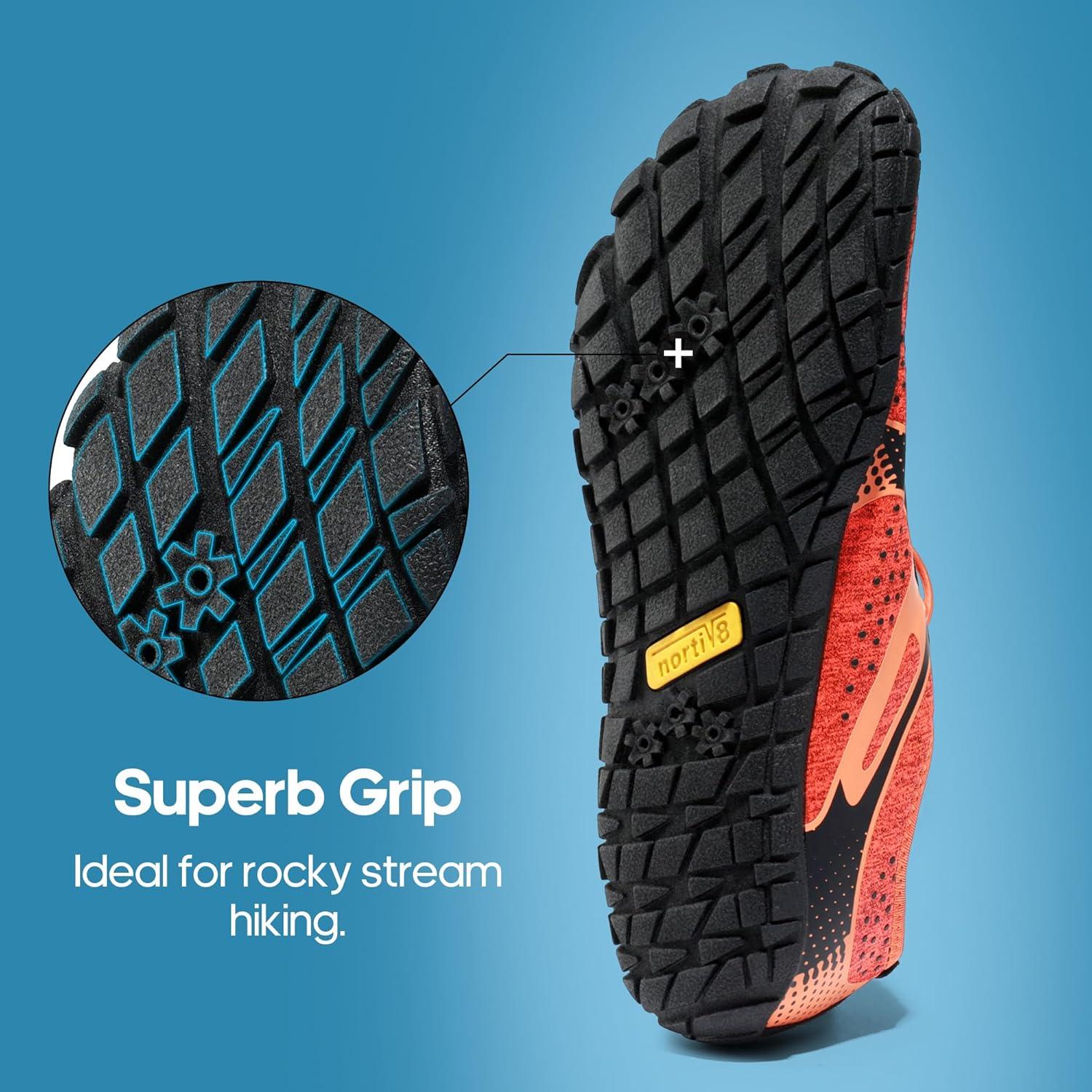 imageNORTIV 8 Mens Water Shoes Barefoot Athletic Lightweight Sports Aqua Shoes Outdoor Swim Fishing Hiking Diving Surf Walking Water Shoe TREKMANOrangeBlack